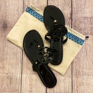 Tory Burch Black patent leather Miller sandals